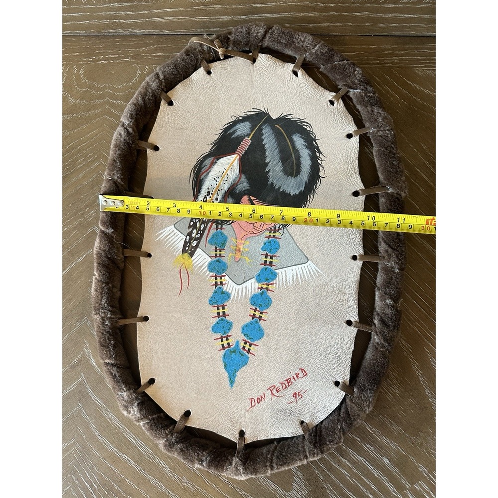 Vintage Native American Art, Set of 2 Buffalo shields on leather by Don Redbird - Picture 14 of 16